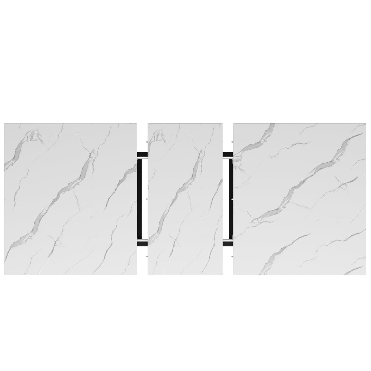 Extendable Dining Table 140-179.5cm Rectangular Metal Frame - White/Black