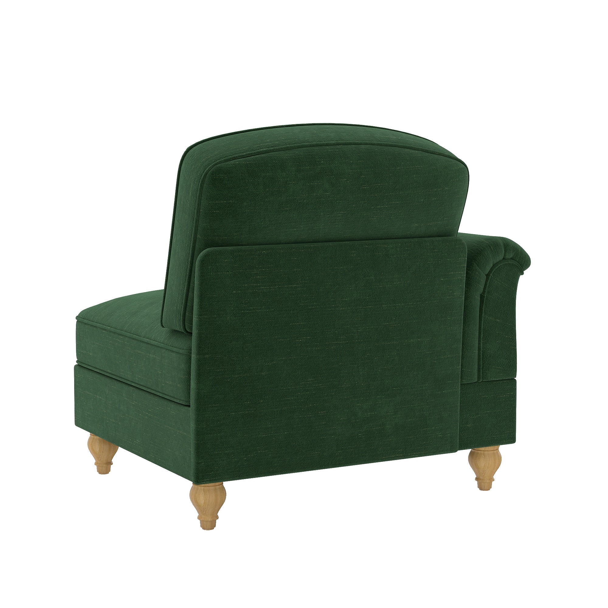 Windsor Modular LSF Cloud Sofa with Removable Ruffle and Cushion, Green Chenille