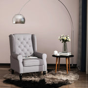 Single armchair, wing chair accent chair with tufting wooden feet, polyester grey
