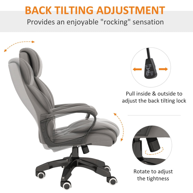Office Chair, 6-Point Massage, Back Heat, Tilt Function, Grey PU Leather