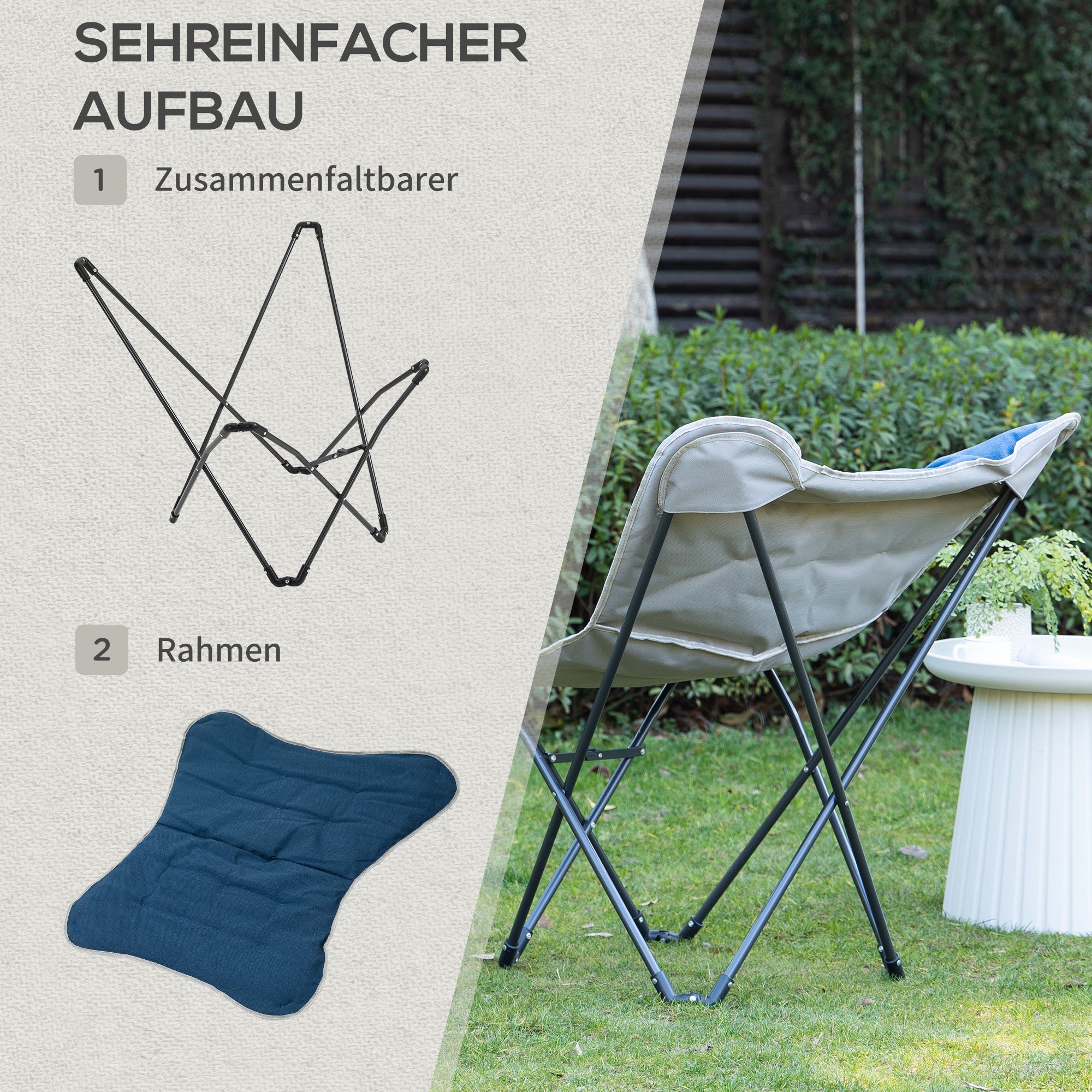 Faltbarer Campingstuhl, 120 kg Tragkraft, leicht, tragbar, Stahl