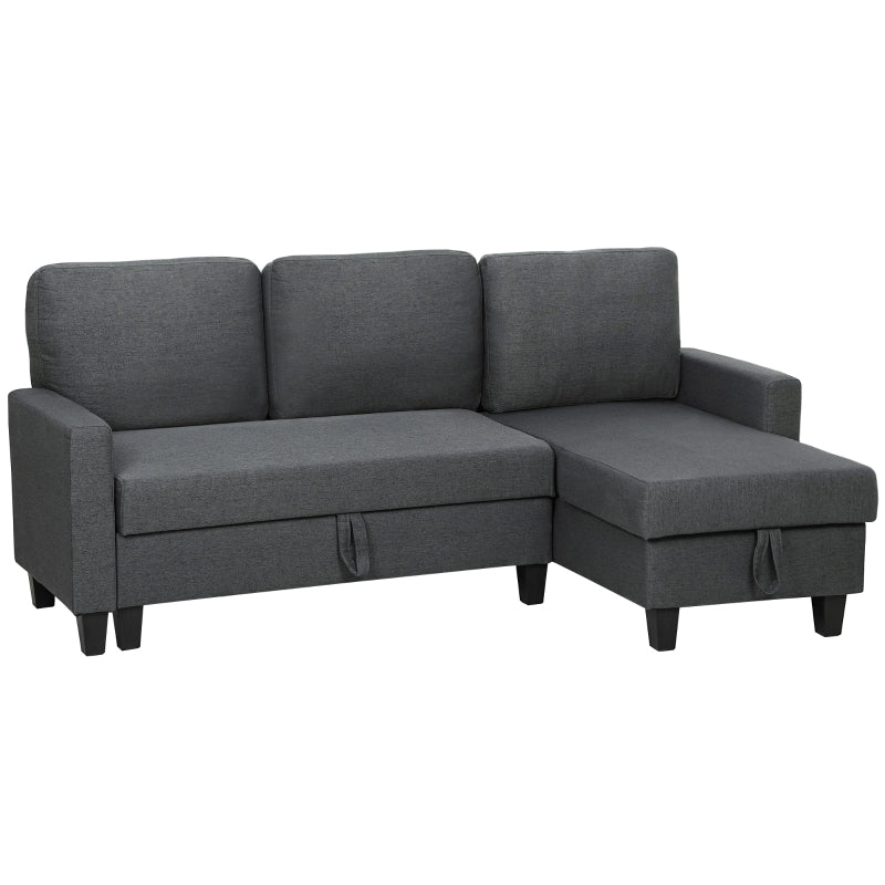 Three-Seater Sofa Bed with Storage Charcoal Grey