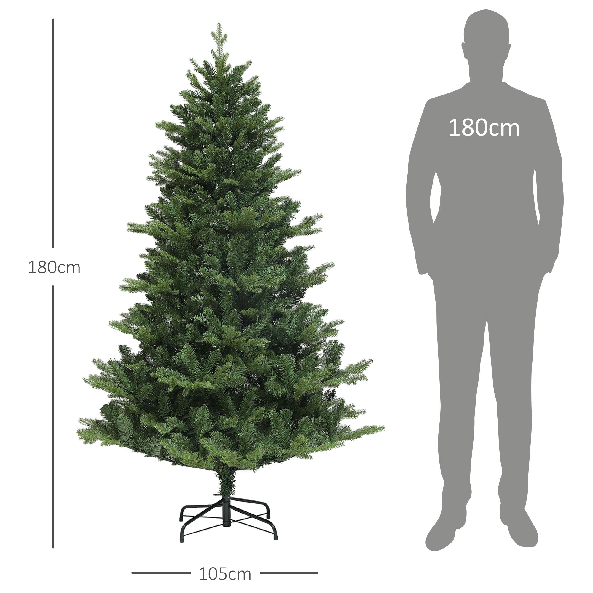 Artificial Christmas Tree, 180cm, 818 Tips, Folding System, Green