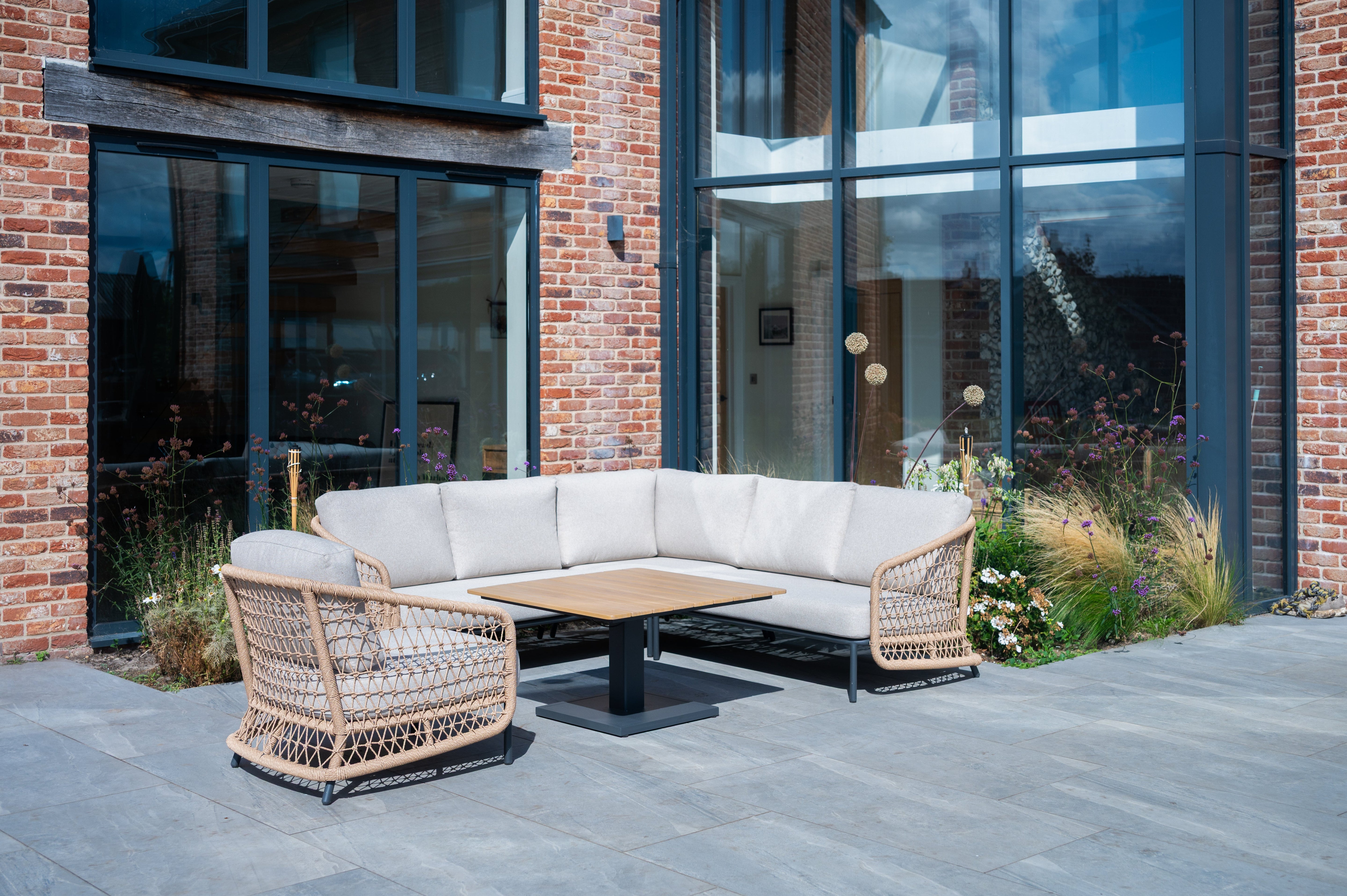 Peakdale - Mini Corner Sofa Set with Square Gas Height Adjustable Table