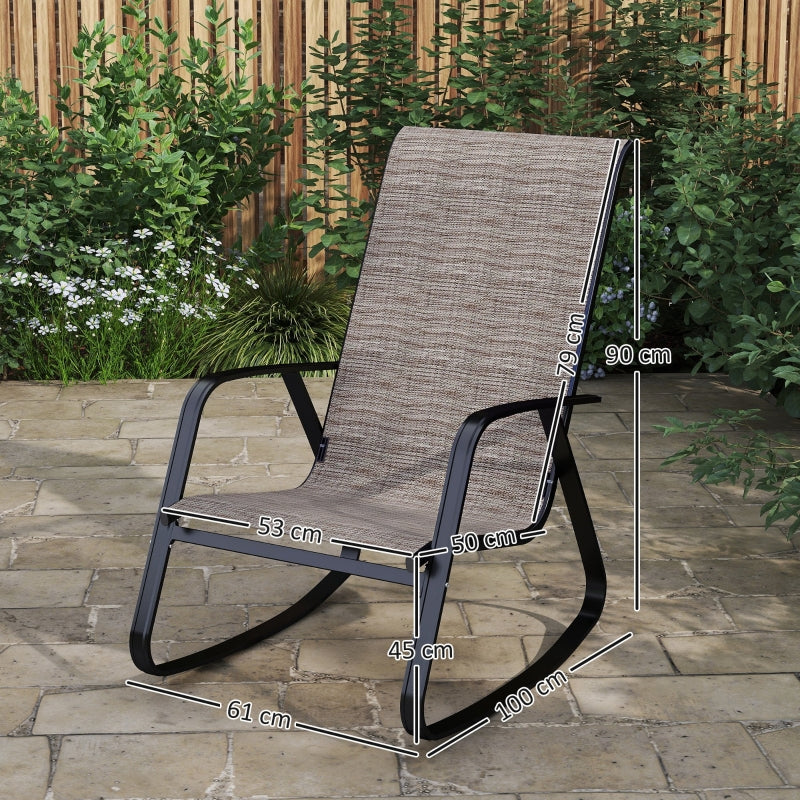 Rocking Garden Chair Gentle Motion Quick-Dry Texteline Brown