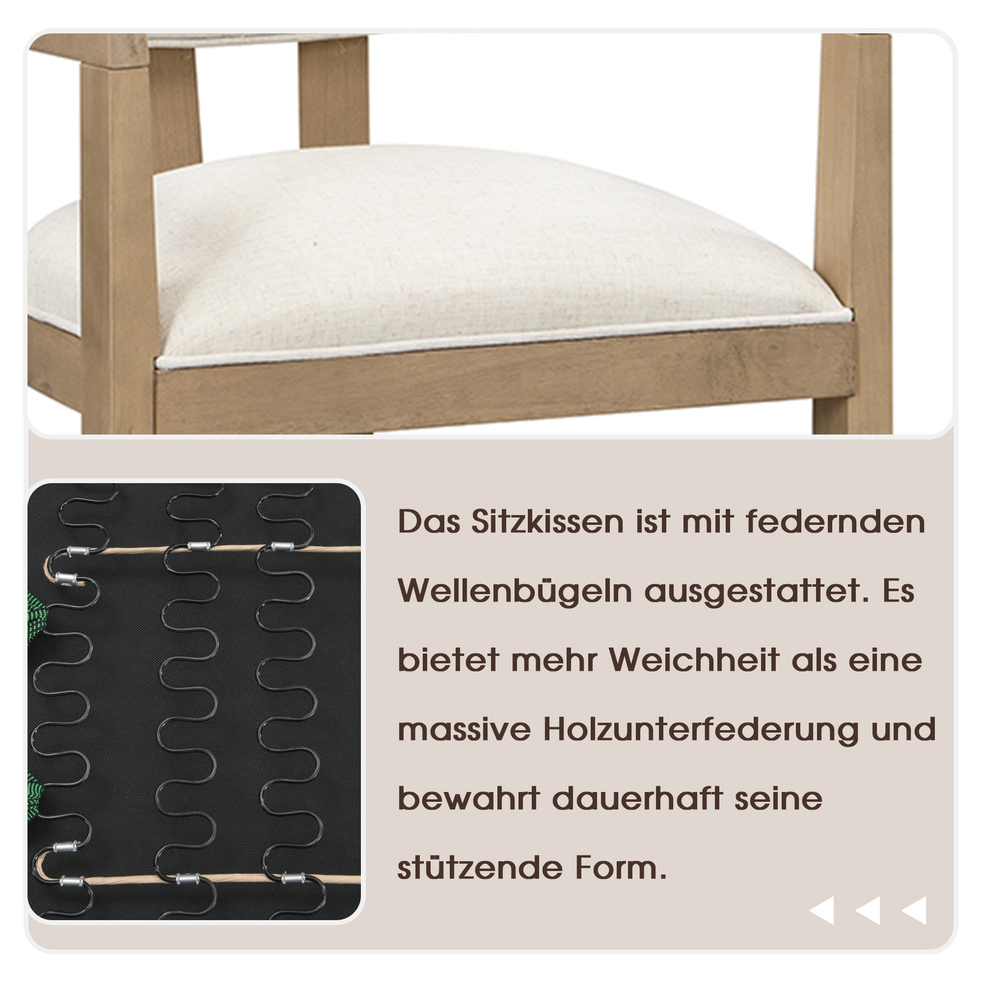 2 Solid Wood Dining Chairs Comfortable Modern Style Linen Fabric Natural Color