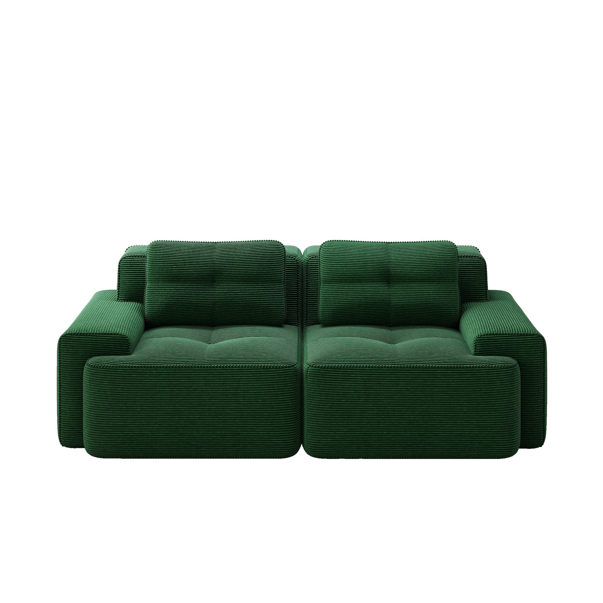 Boneless Modular Sofa Deep Seat Sleeper - Green Corduroy