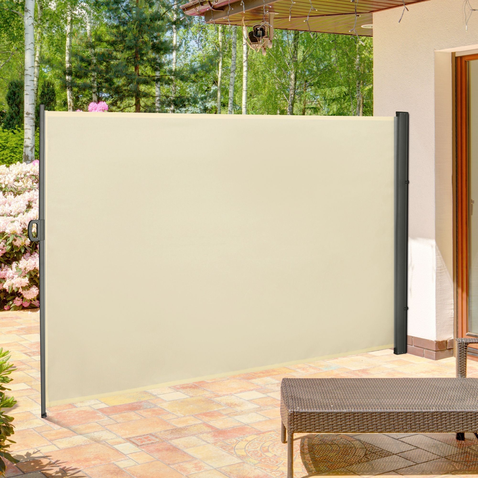 Retractable Sun Side Awning Screen Privacy Divider 3x2M Cream