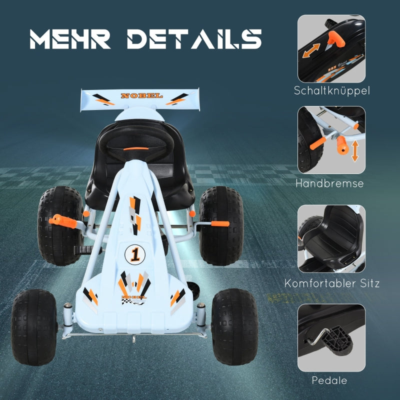 Pedal Go-Kart, adjustable seat, 97x66x59cm, steel, light blue