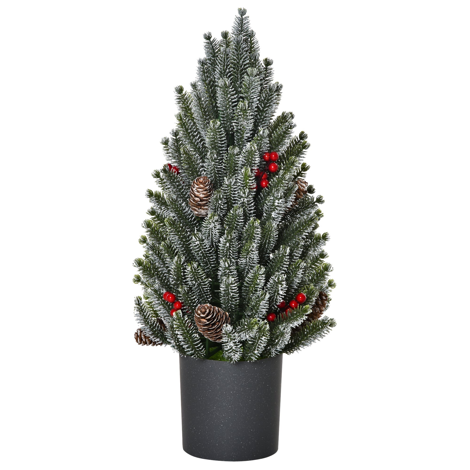 Artificial Christmas Tree Table 170 Branches Snowy Berries Pine Cones Plastic