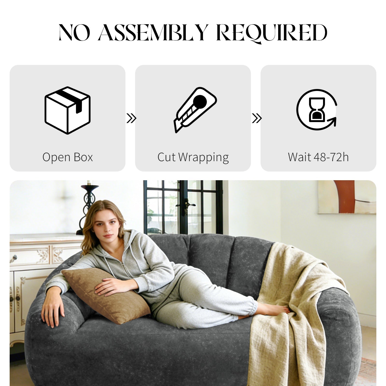 Artfully Curved Sculptural Sofa with Wave-Form Backrest, Contemporary Living Space Style