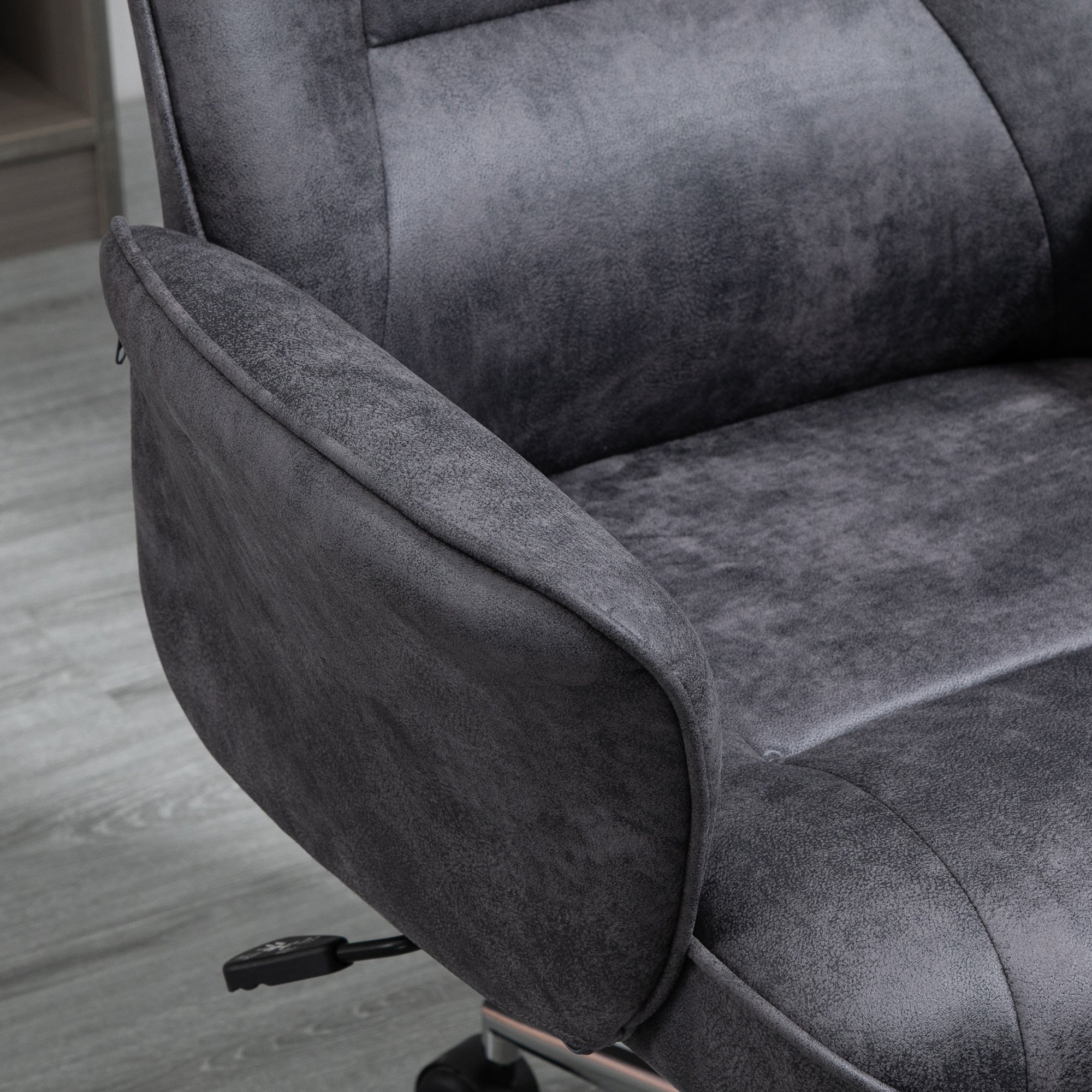 Swivel Computer Office Chair Mid Back Desk Home Study Microfiber Charcoal Grey