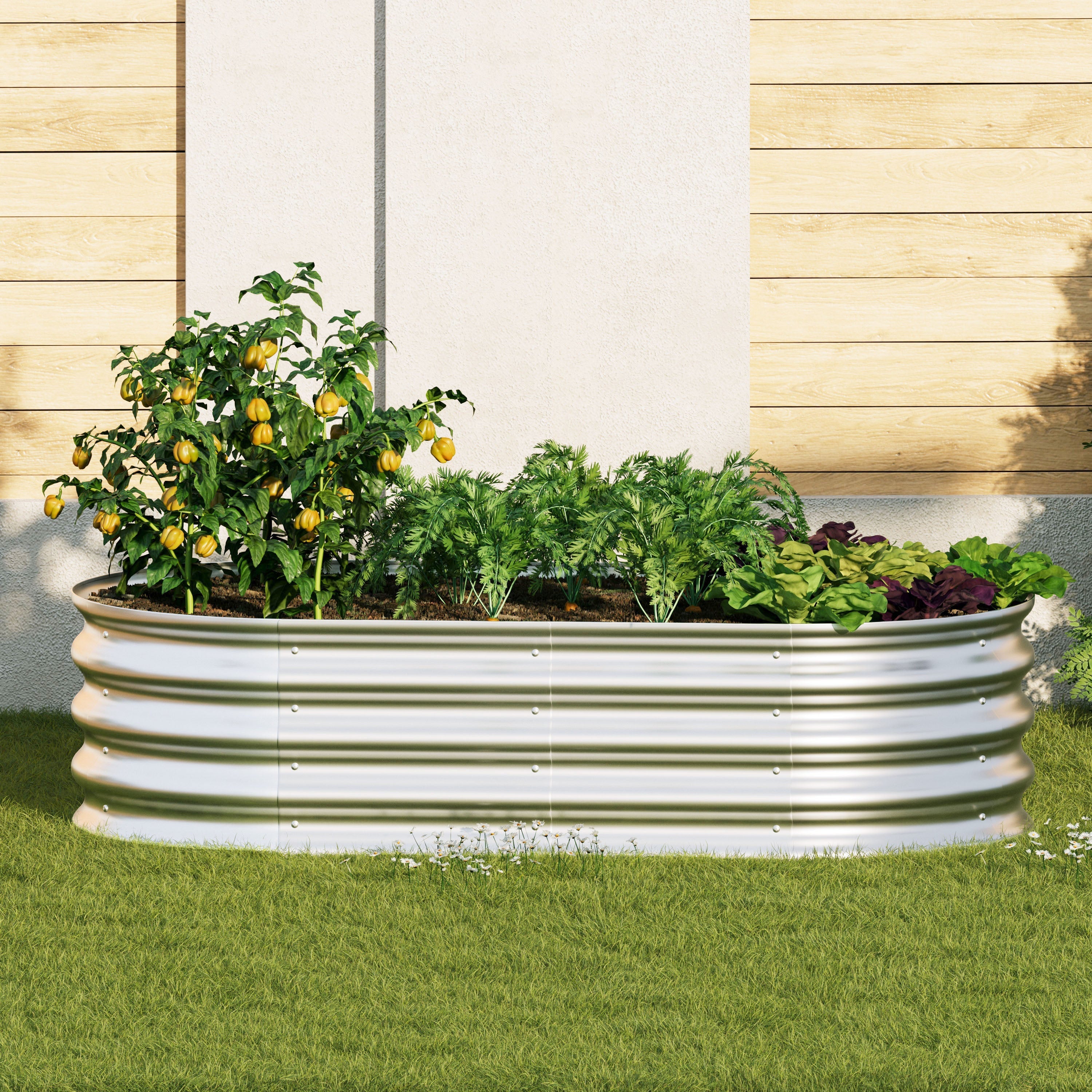 Raised Bed Galvanized Metal Planter Garden Bed Kit, 2pcs 4x2x1ft Metal