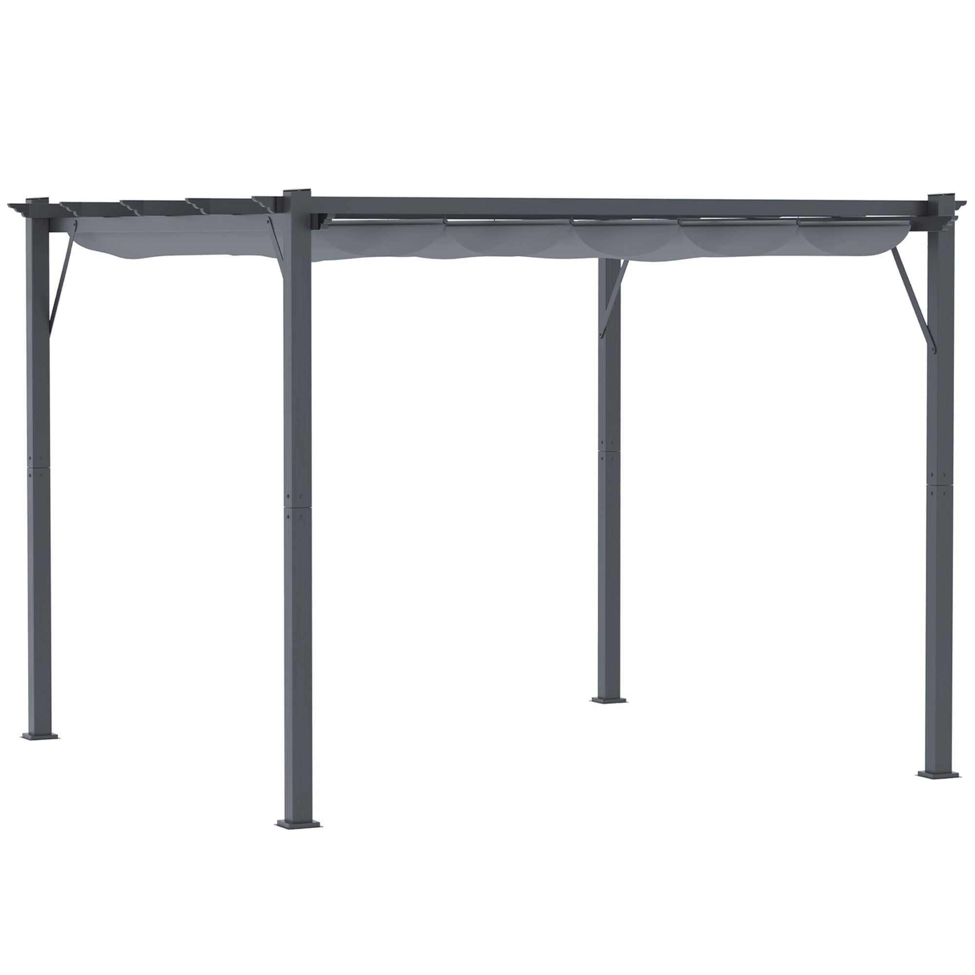 Pergola Pavilion Patio Cover with Sliding Roof, Garden, Aluminum, Charcoal Gray and Dark Gray, 3x3x2.23m