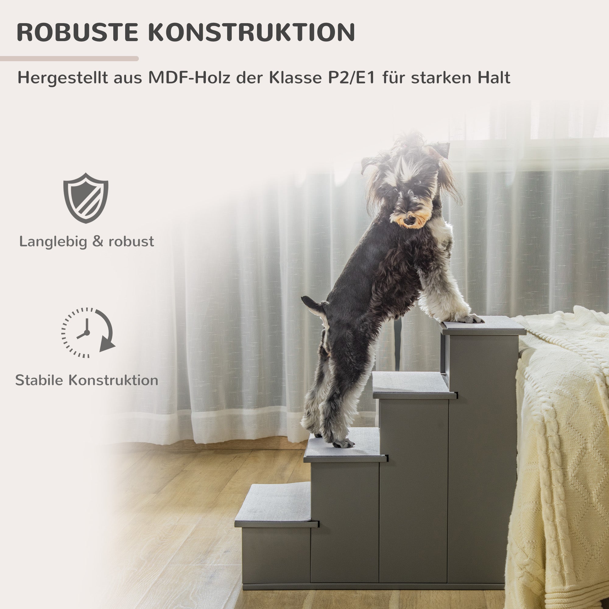 Pet Stairs 4-Step Entry Aid Non-Slip Gray