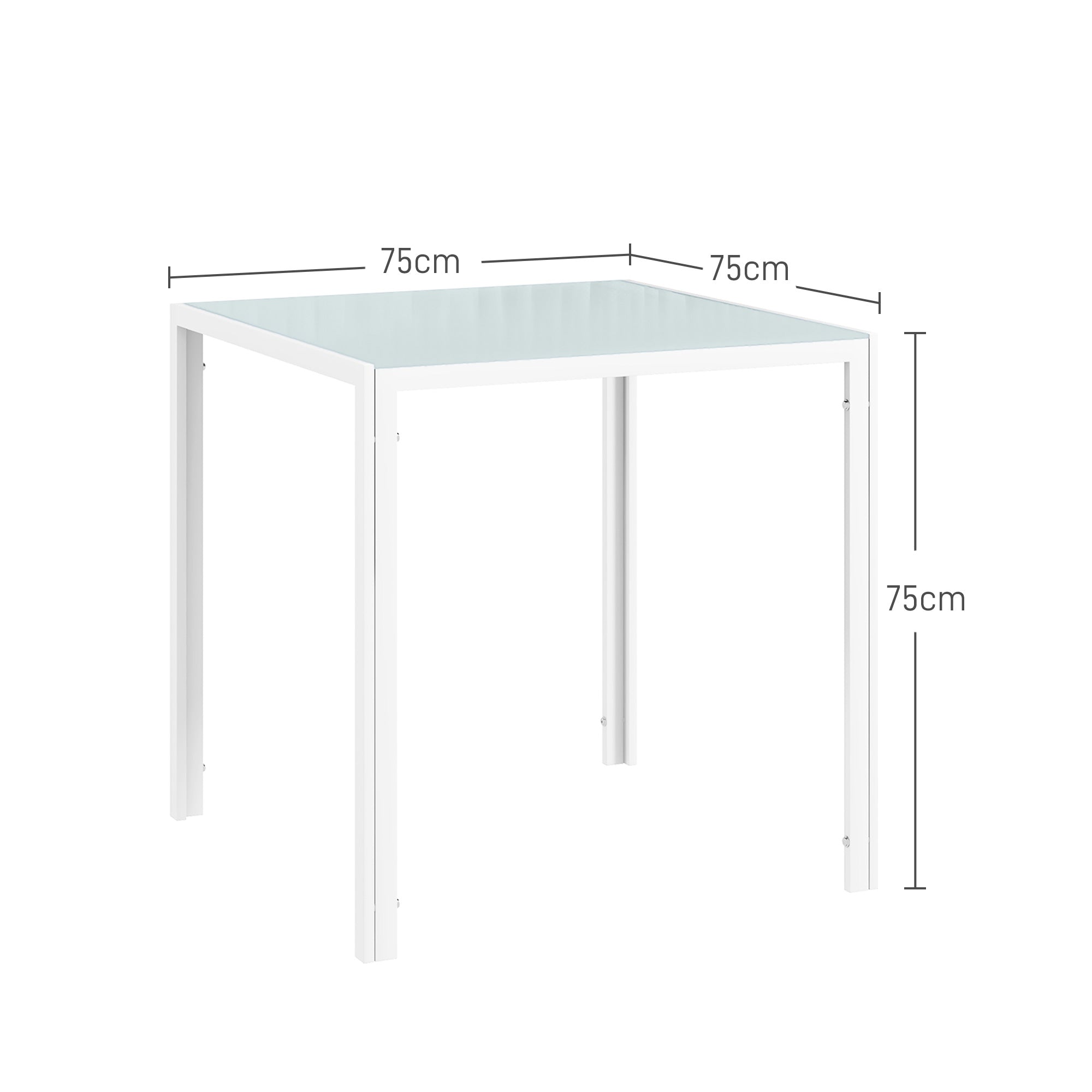 Square Dining Table 4 People Tempered Glass, White
