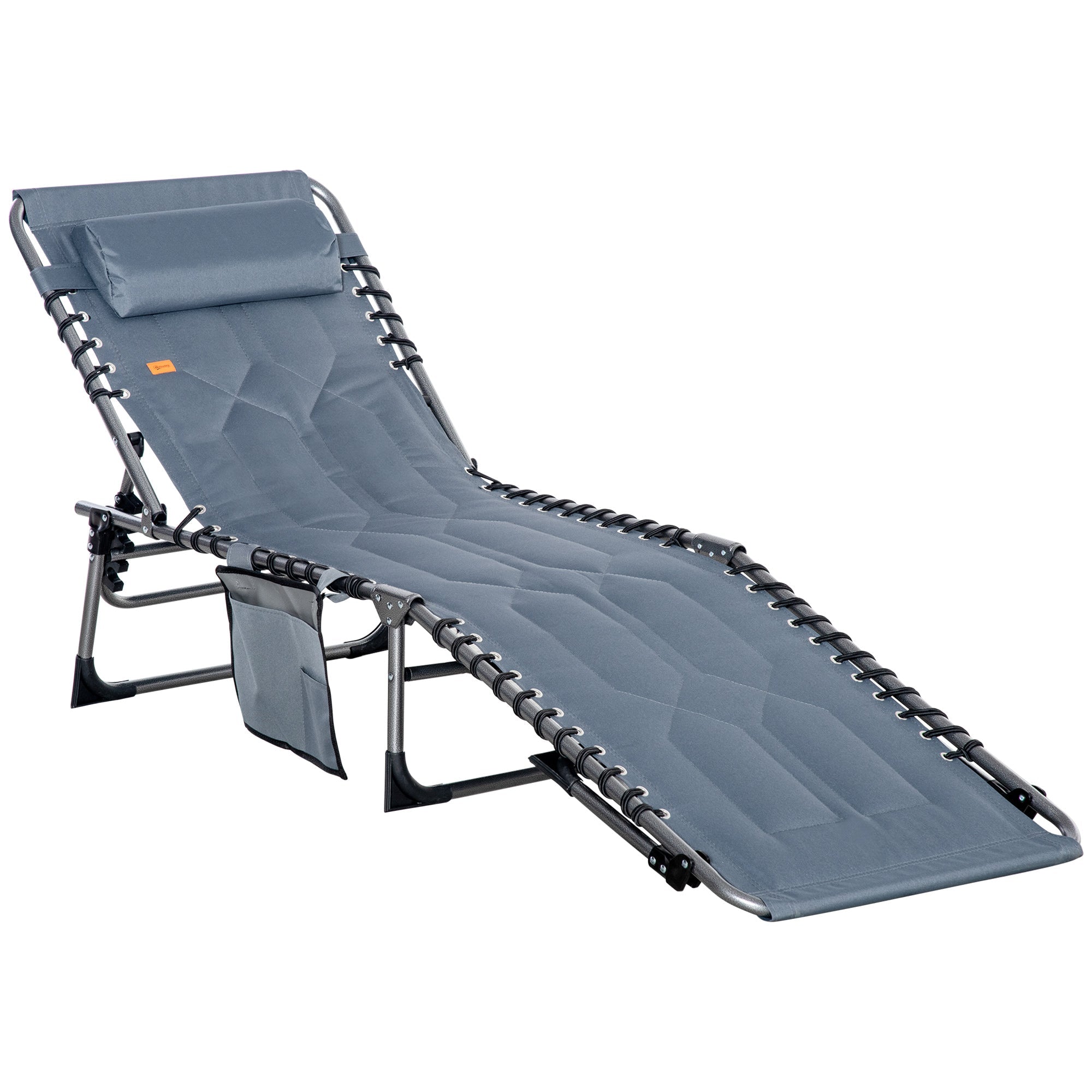Sun Lounger, Foldable 5-Position Adjustable Backrest Weatherproof 130kg Max Load, Grey