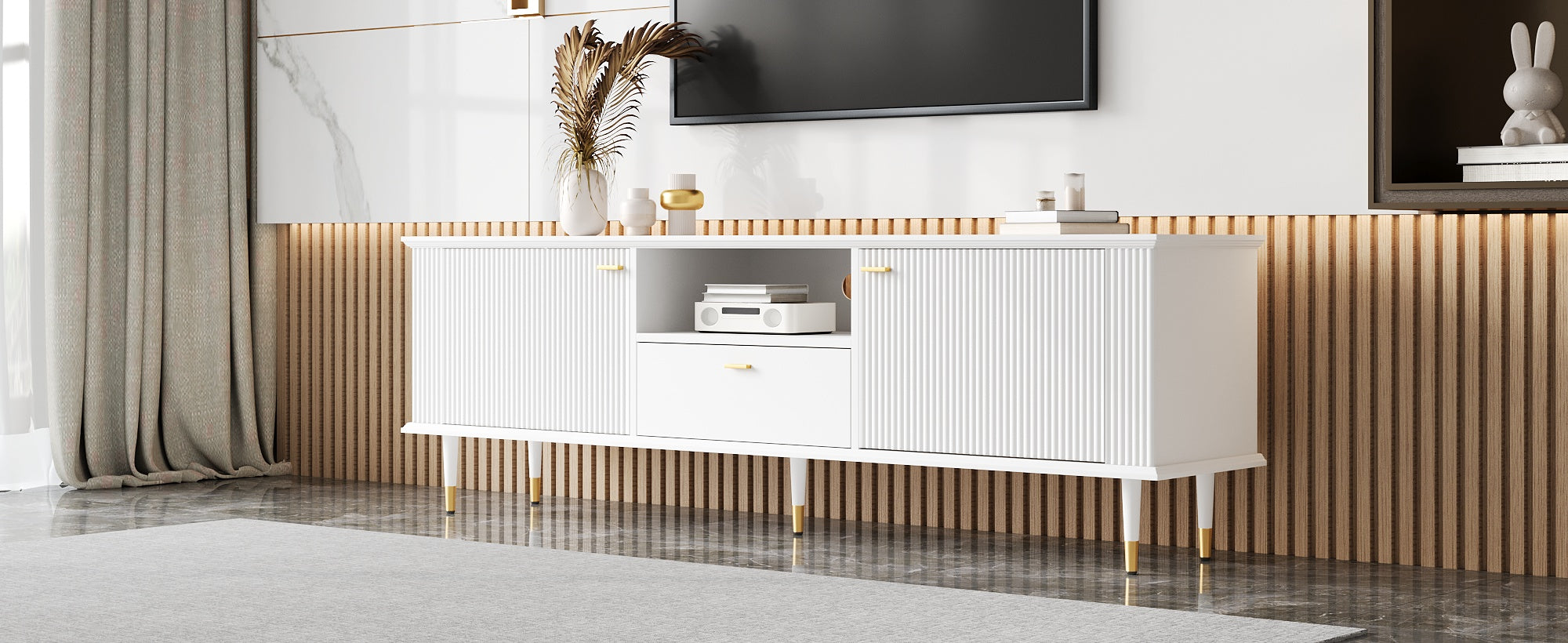 TV Stand with Storage and Cable Management