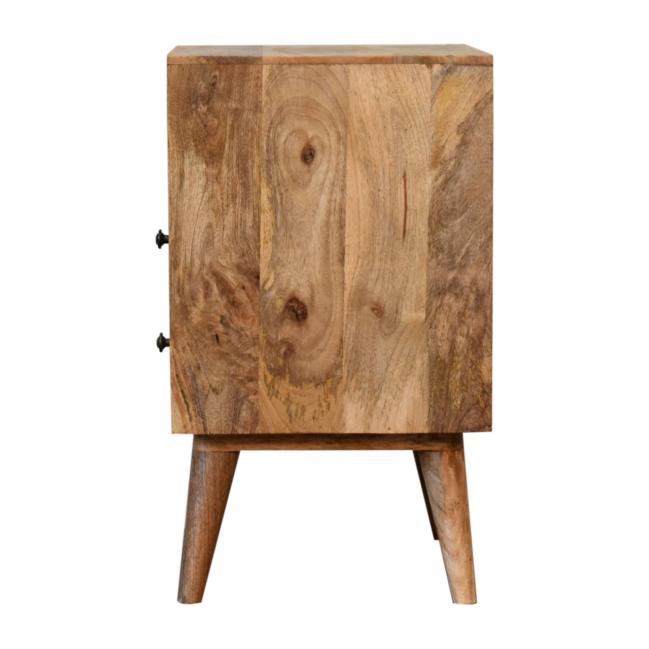 Classic Bedside: 2 Drawers, 1 Open Slot - Solid Wood Brown