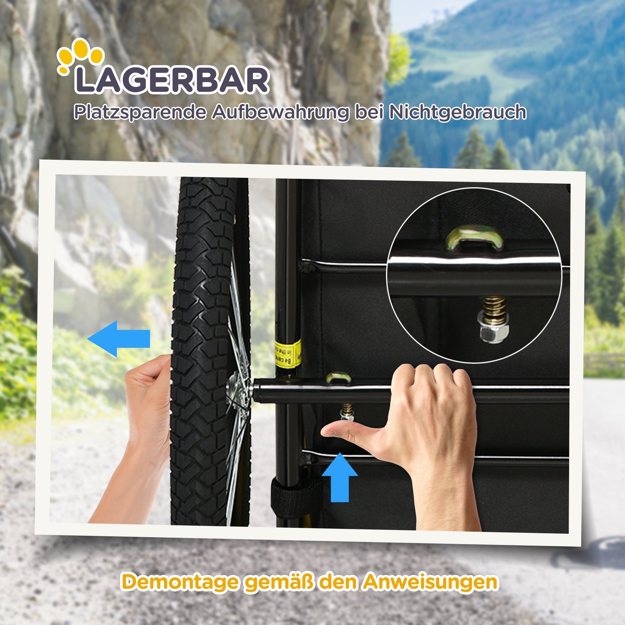 Hundeanhänger, Faltrad, wasserabweisend, Blau