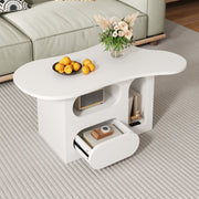 Coffee Table with Drawers, Cloud-Shaped with Open Storage, High-Quality Material