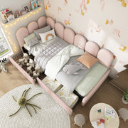 Upholstered Bed Daybed with Drawers Storage, 3FT Single Sofa Bed for Adults and Children, Velvet, Pink