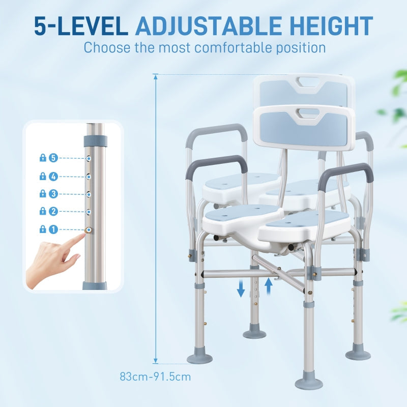 Aluminium Shower Chair Padded Seat Light Blue