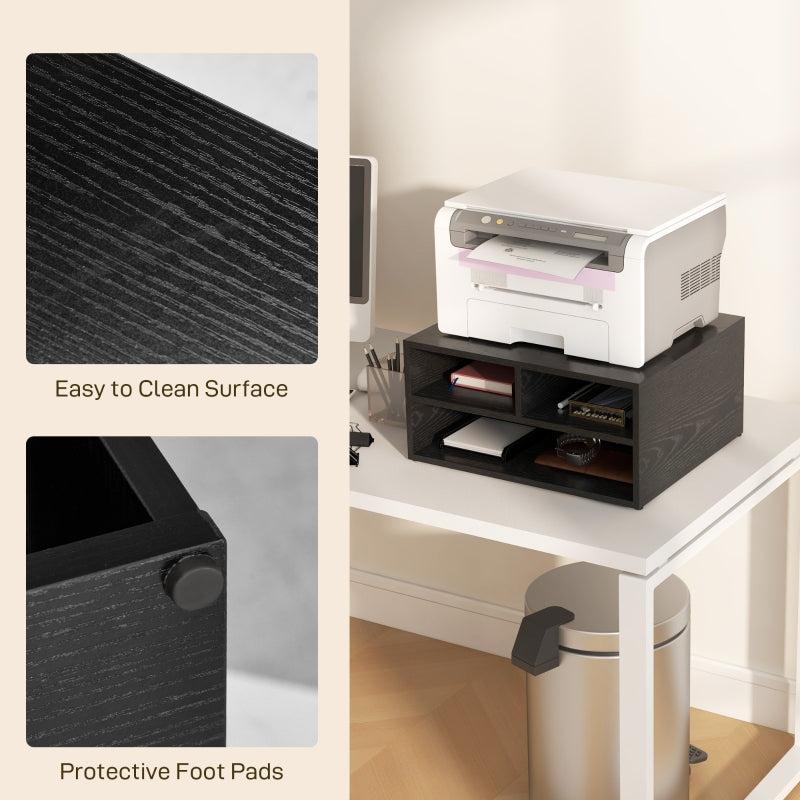 Printer Storage Cabinet, Three-Compartment, Black