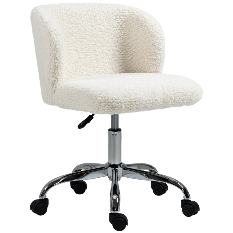 Office Chair, Adjustable Height and Wheels, White
