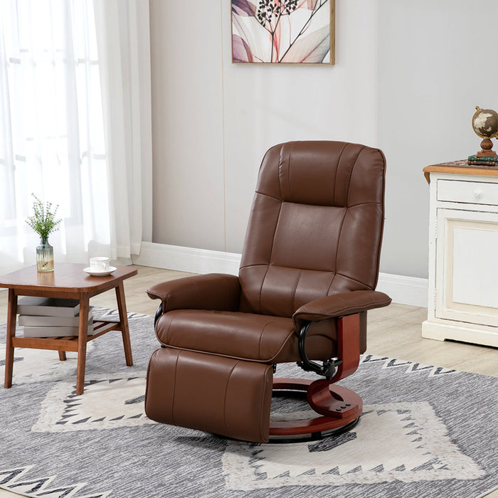 Swivel Recliner Chair, Reclining Footrest Armrests, Faux Leather