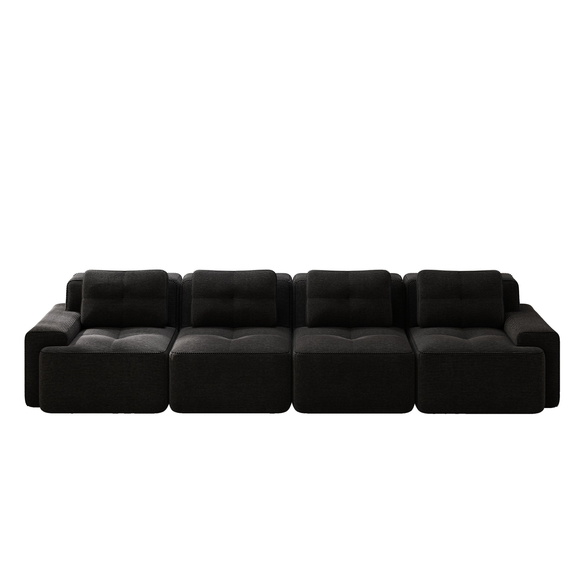 Modular Cloud Sofa 4-Seater Deep Seat Corduroy - Black