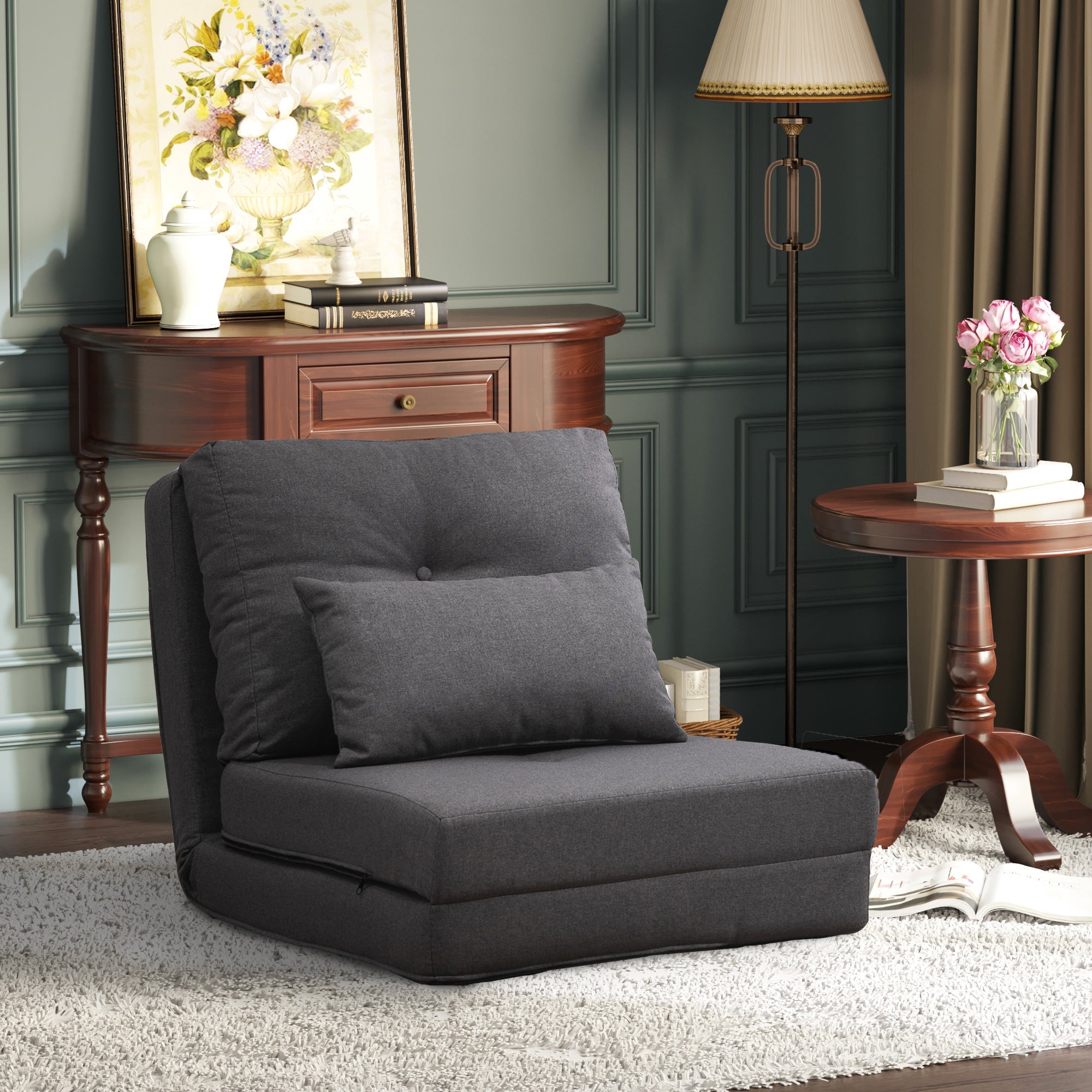 Floor Chair Folding Bed Sofa Adjustable Linen