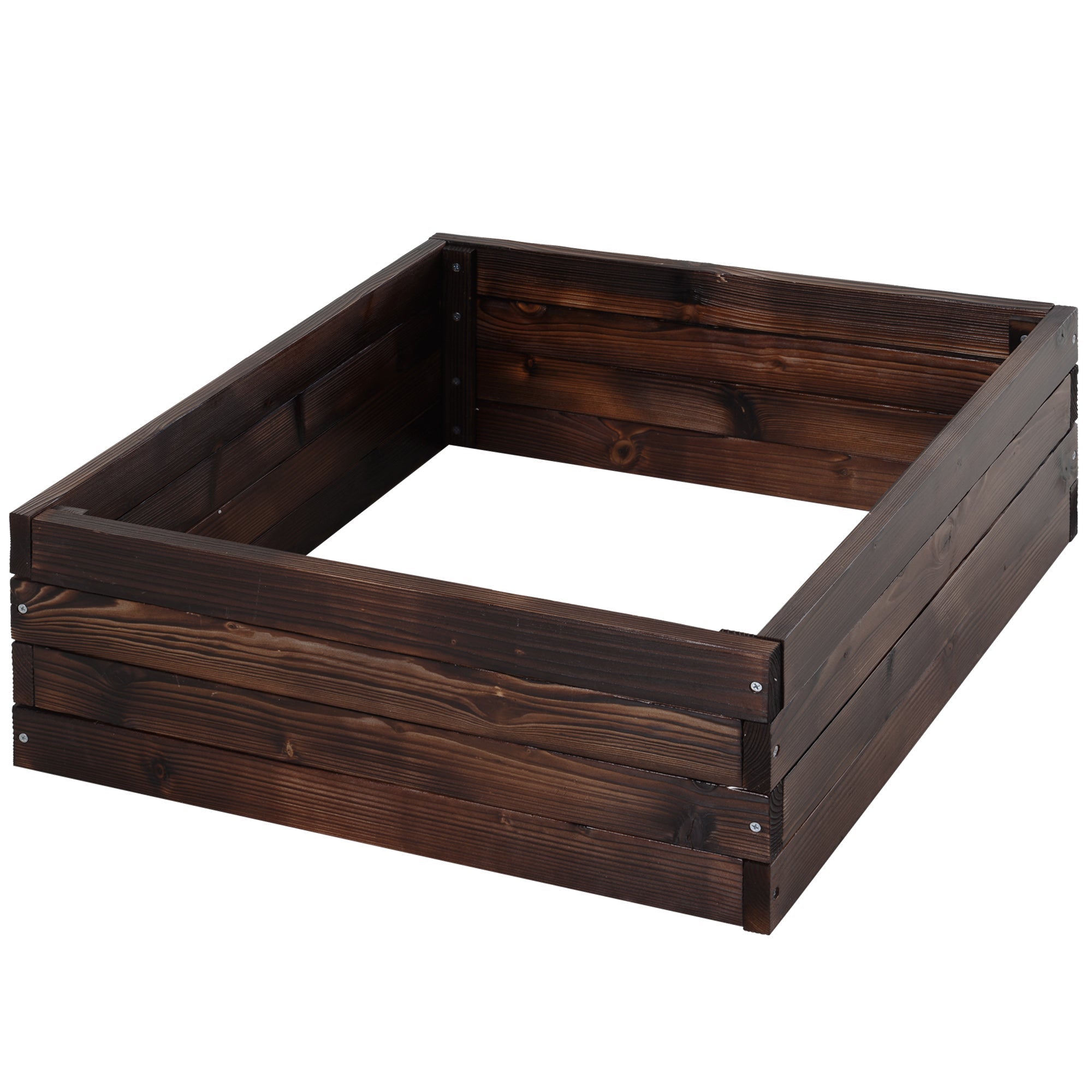 Raised Bed Planter Box, Vegetable Herb Solid Wood, Dark Brown