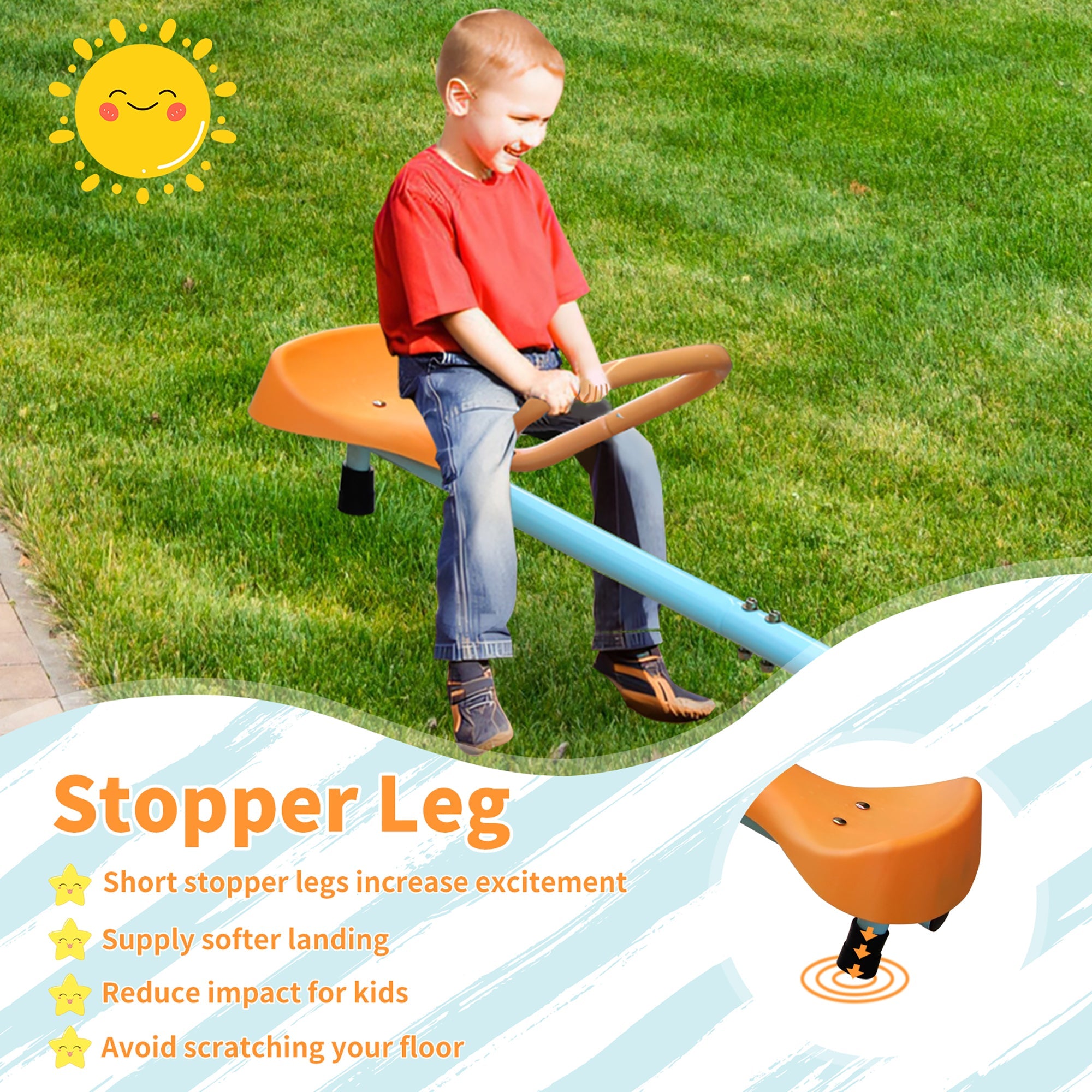 Seesaw - Heavy-Duty Steel Frame, Anti-Slip (Blue, Orange)