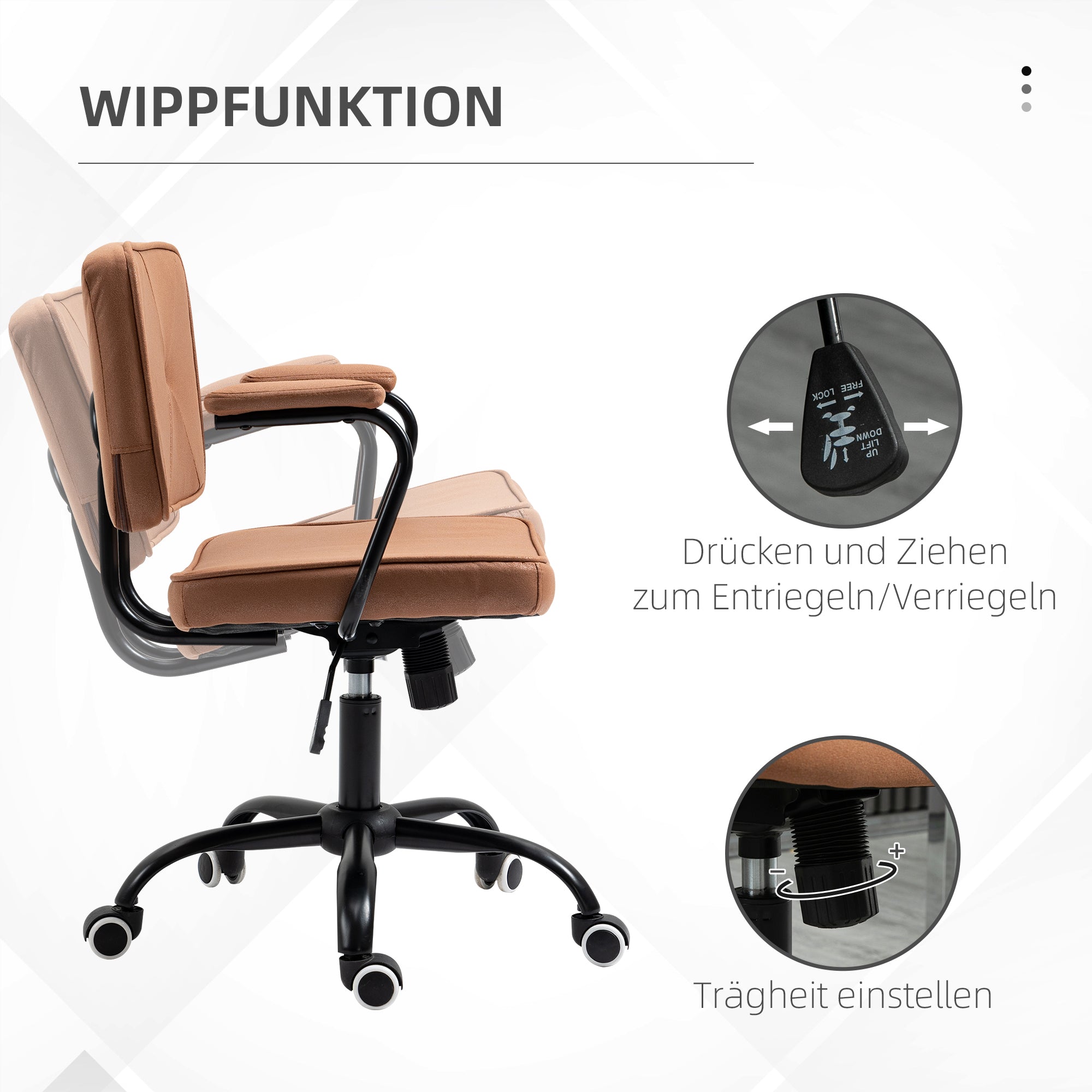 Vinsetto Office Chair, Retro Height-Adjustable with Rocking Function, Faux Leather