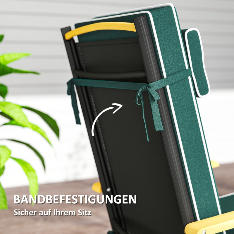 Seat Cushion 120 x 47 x 9.5 cm Water-Repellent with Ties, Headrest, UPF50+ Green