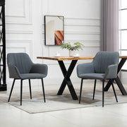 Dining Chairs Set of 2, Upholstered with Backrest and Armrests, Linen Dark Grey