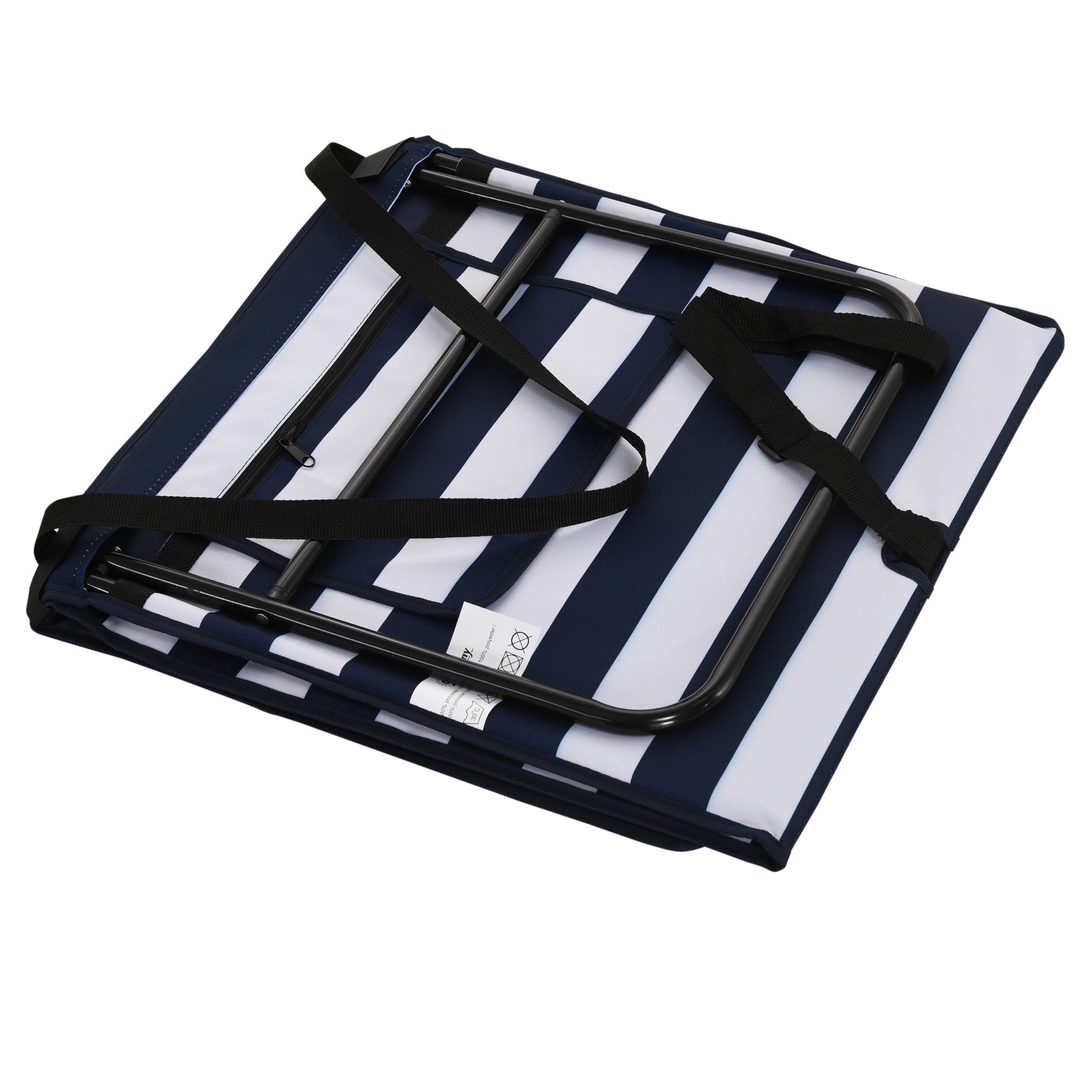 Beach Mat 2-Pack Foldable Adjustable with Carrying Bag Blue and White Oxford Fabric