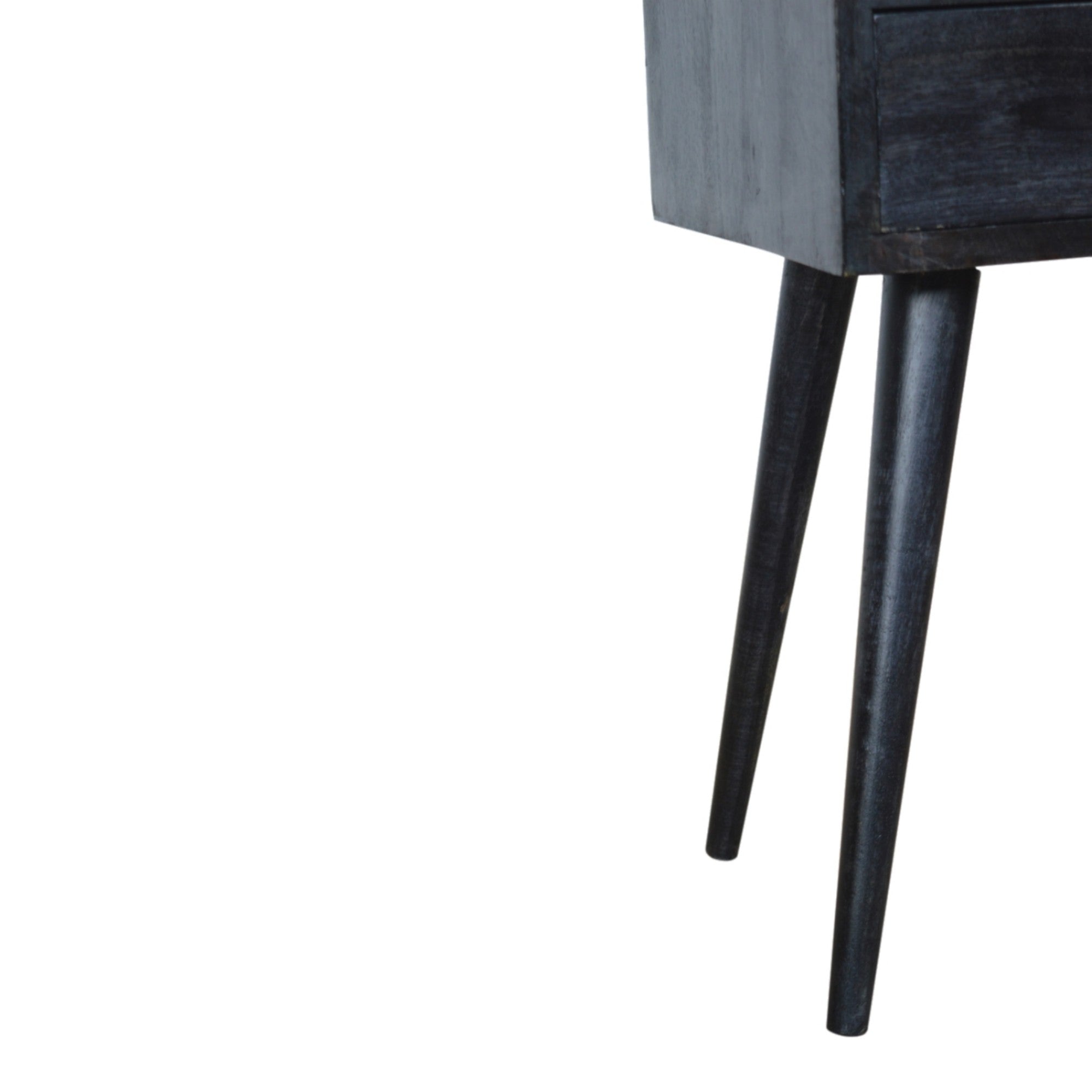 Solid Wood Mini Bedside, 1 Drawer 1 Slot, Ash Black