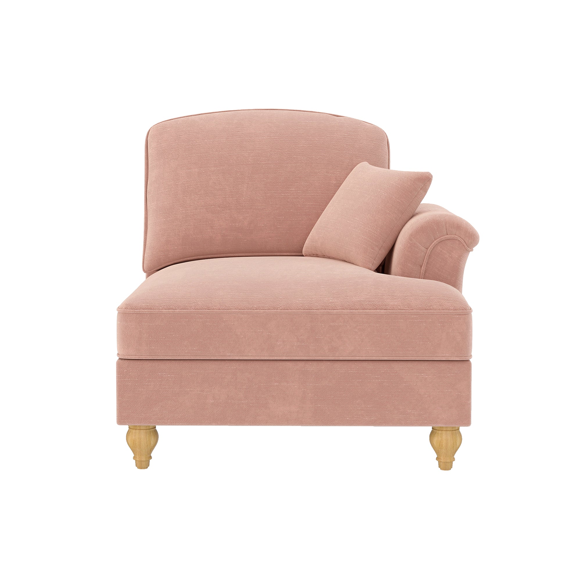Windsor Sofa RSF with Removable Skirt and 1 Cushion, Pink Chenille