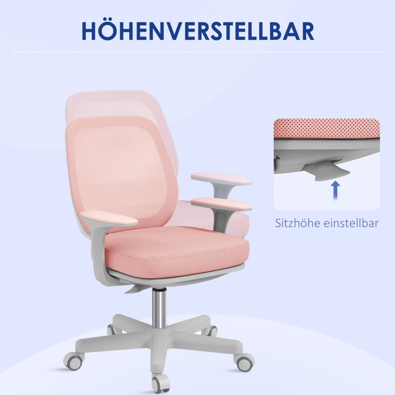 Vinsetto Office Chair, Ergonomic Desk Chair, Swivel, Height Adjustable, Pink