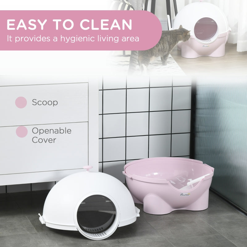 Large Cat Litter Box, with Scoop and Front Entrance - Pink