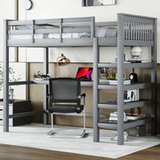 Loft Bed 90x200cm Children's Storage Under-Bed Desk Grey