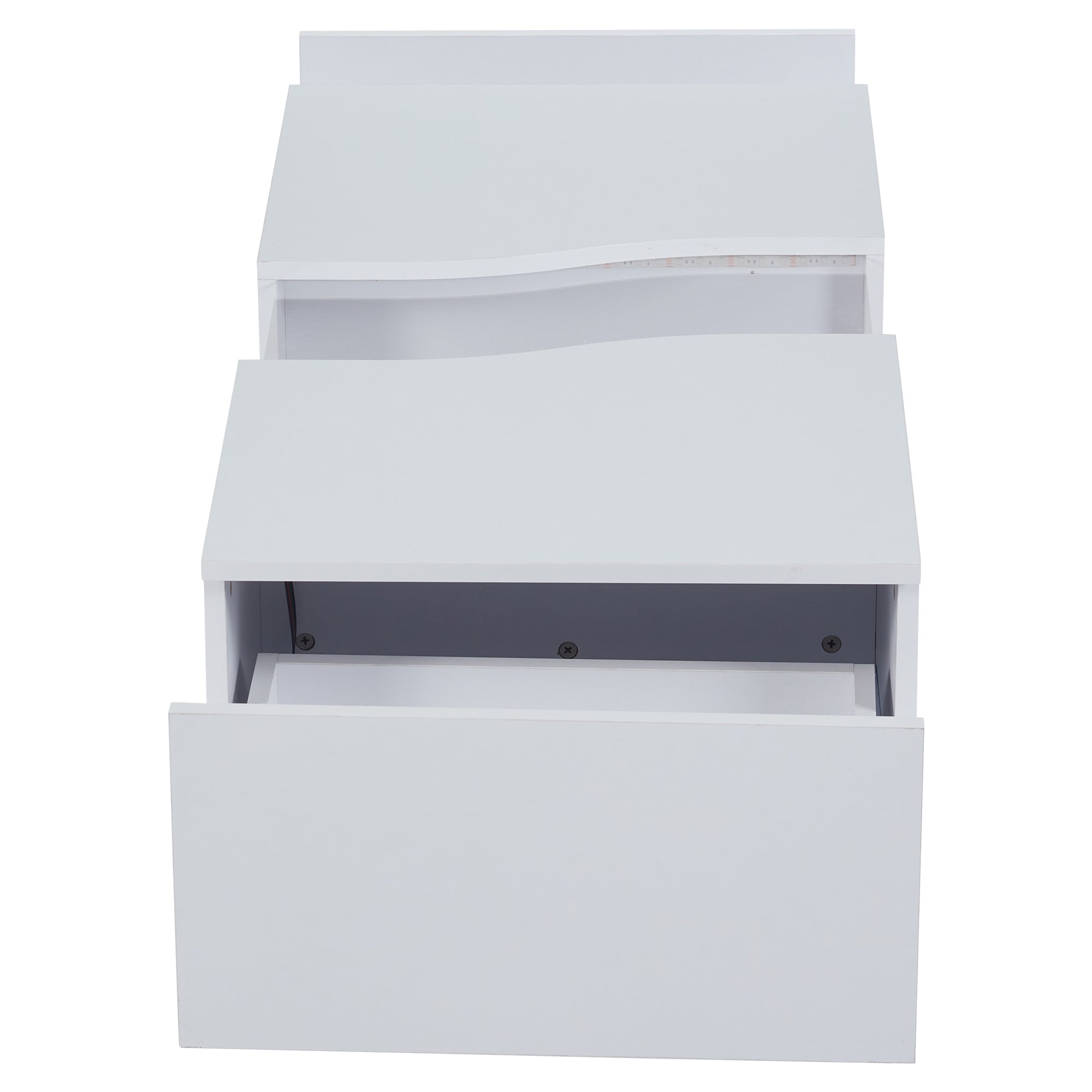 Led Coffee Table 2 Drawer Storage High Gloss 16-Color Lights White