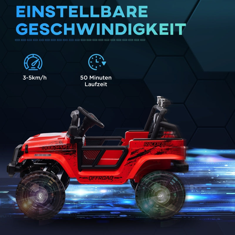 Children's Electric Car with Remote Control, LED Lights and 12V Motors, Red