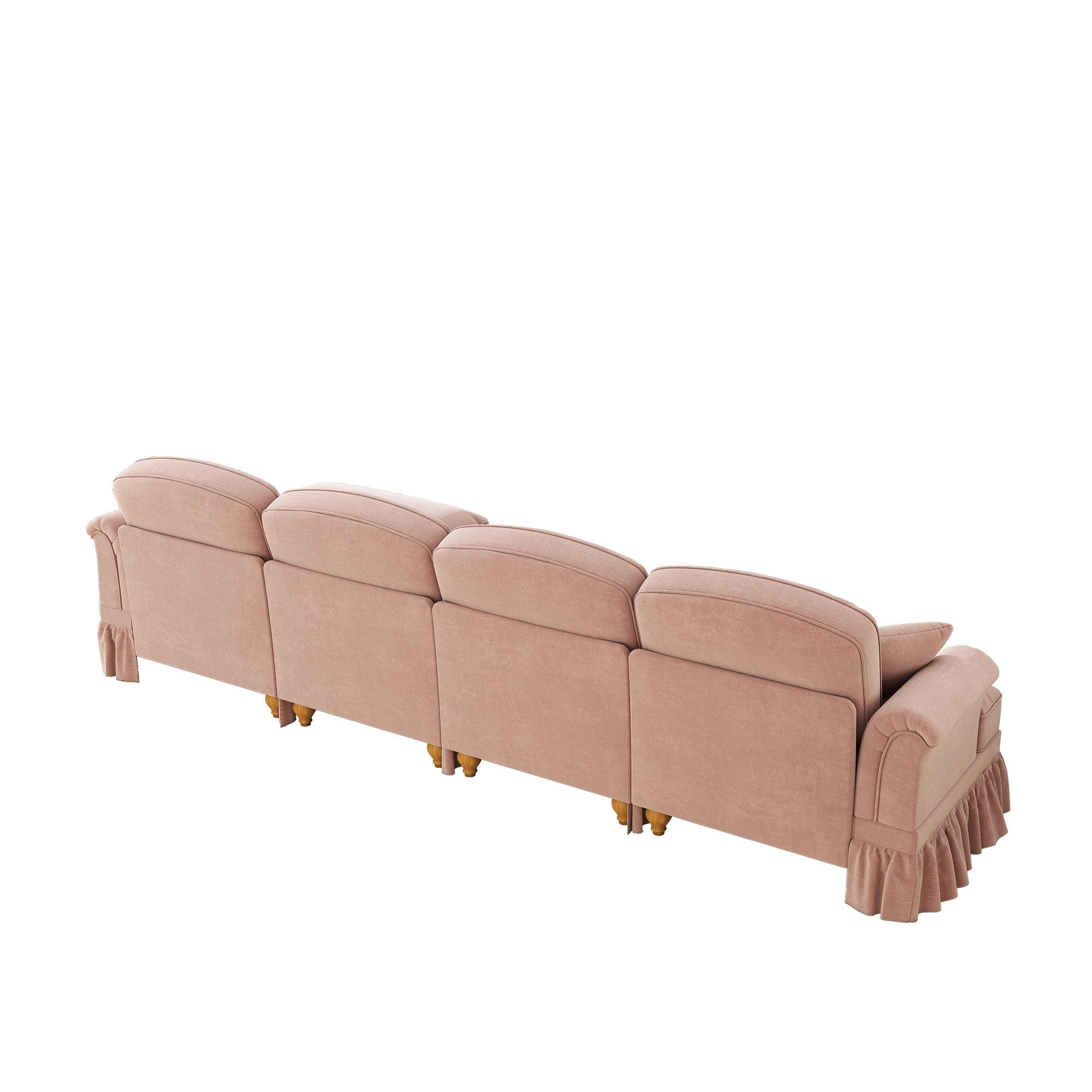 Classic Modular L-Shaped 4-Seater Sofa with Movable Ottoman Chenille Pink