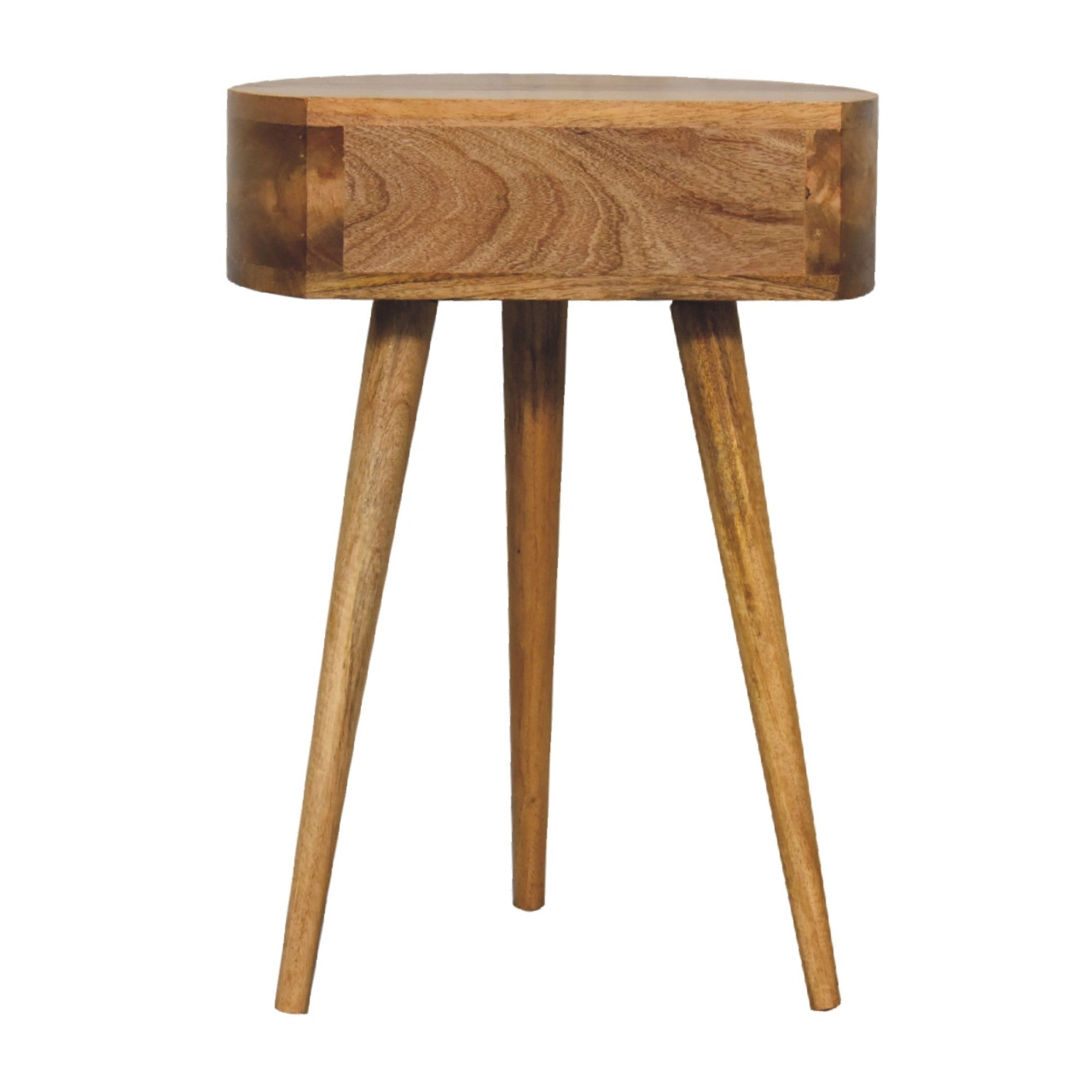 Solid Wood Mini Circular Bedside, 1 Drawer, Brown