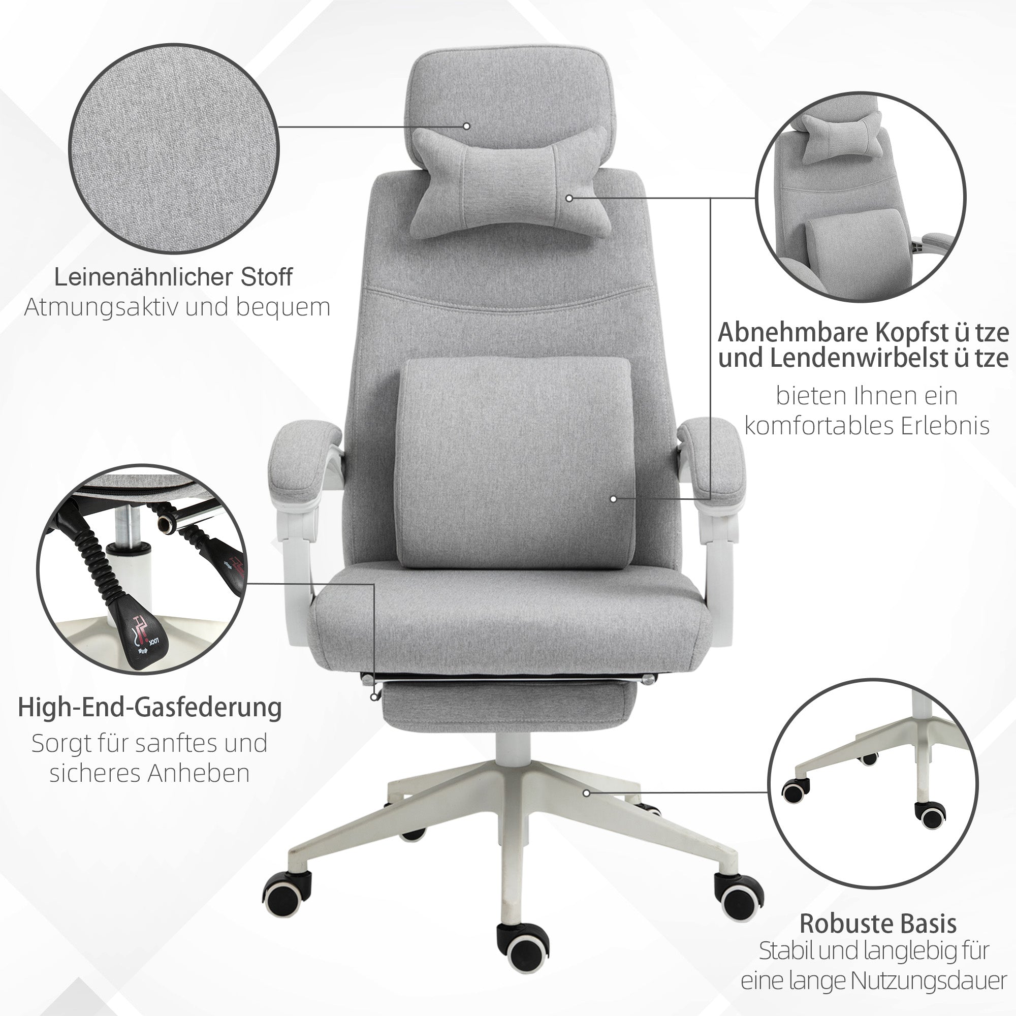 Office/Gaming Chair, Ergonomic with Casters, Polyester/Foam