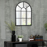 Wall Mirror Window Mirror, Decorative 70x50cm Hanging, Black Metal Frame