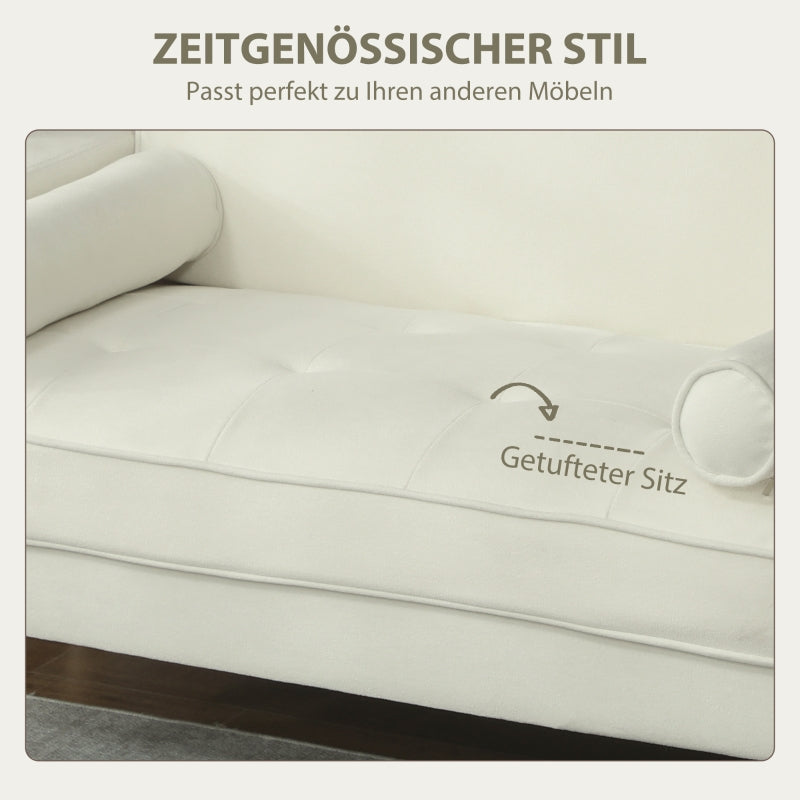 2-Seater Sofa, Upholstered with Rubber Wood Legs, Cream White